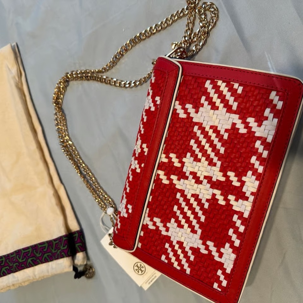Tory Burch Red And White Patterned Crossbody Bag - image 4